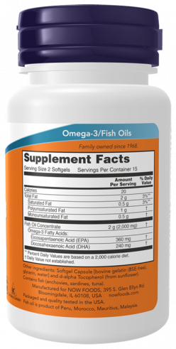 NOW Omega-3 1000 mg, 30 капсул