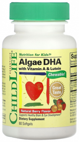ChildLife Algae DHA, ДГК из морских водорослей, 60 капсул