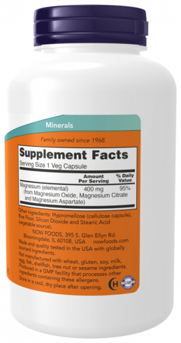 NOW Magnesium 400 mg, 180 капсул