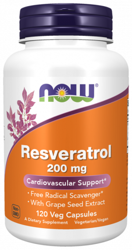 NOW Resveratrol 200 mg, 120 капсул