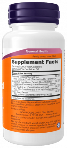 NOW Natural Resveratrol 50 mg, 60 капсул