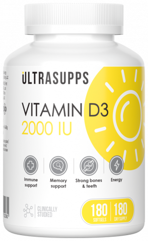 Ultrasupps Vitamin D3 2000 МЕ, 180 капсул