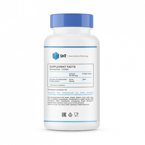 SNT Zinc Chelate 30 mg, 90 капсул